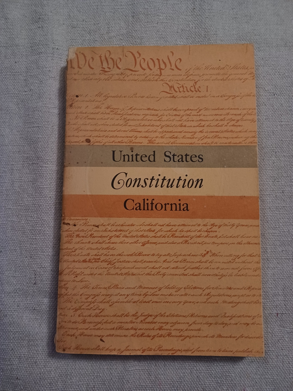 Vintage 1969 Constitution of the United States & Constitution Of California Book